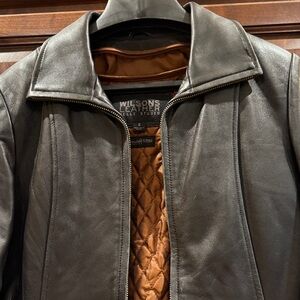 Wilsons Leather Women's Black Jacket with Brown Lining